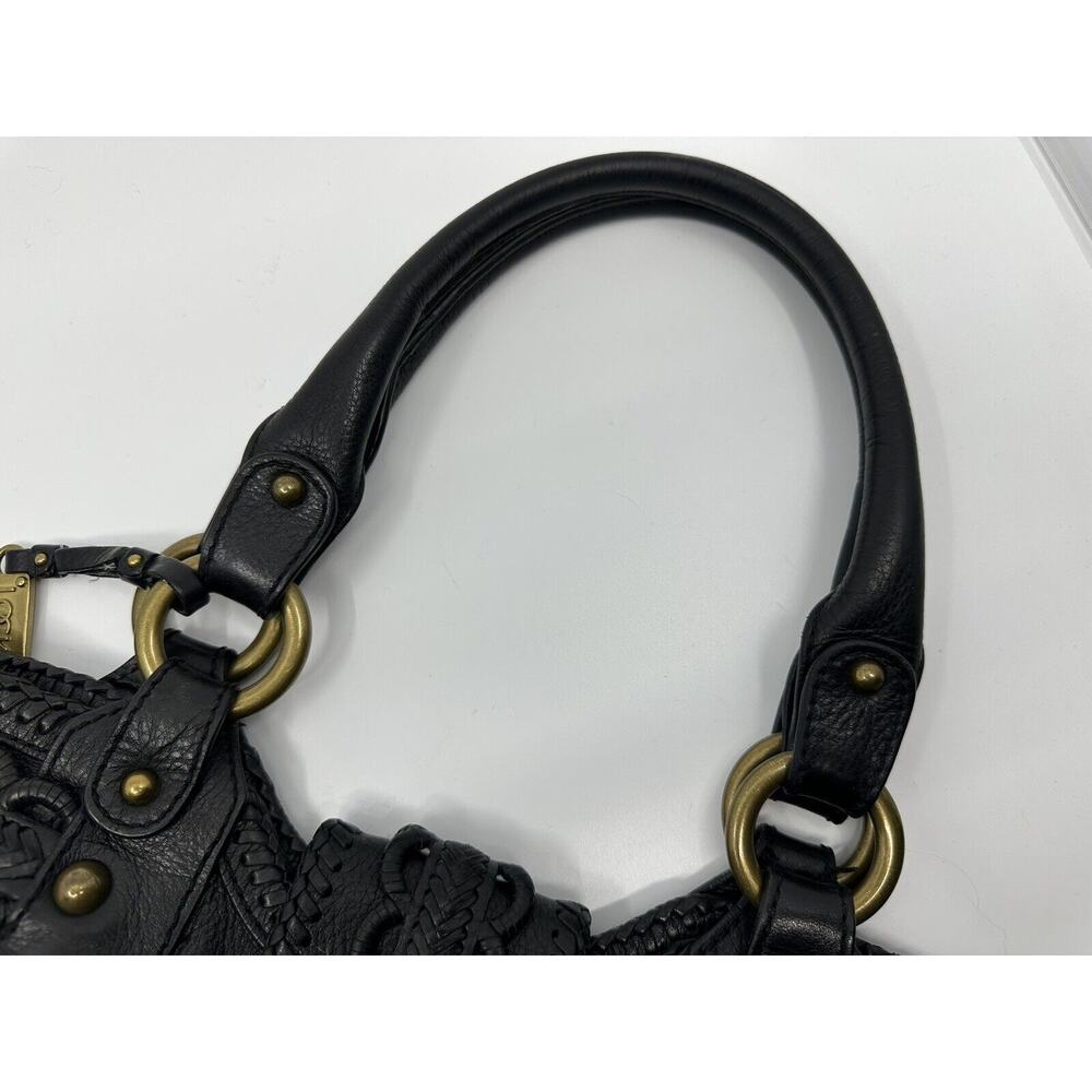 Rare Lockheart Vintage Handbag - Ruffle Braided Black Leather With Brass Bag - Picture 6 of 8